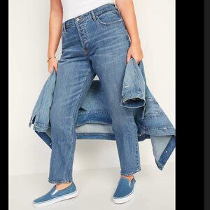 Old Navy High-Rise Slouchy Straight Jean Medium Wash 24